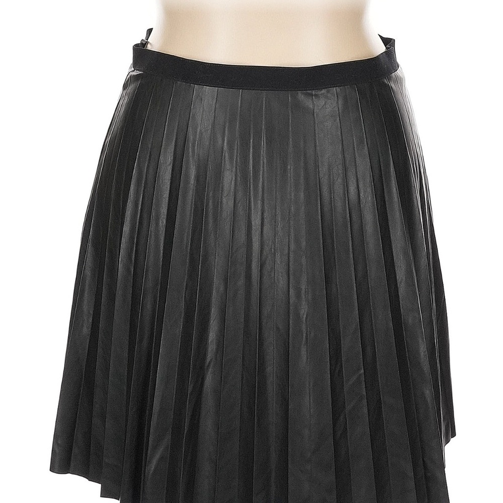J. Crew Factory Store Black A-Line Pleated Faux Leather Skirt